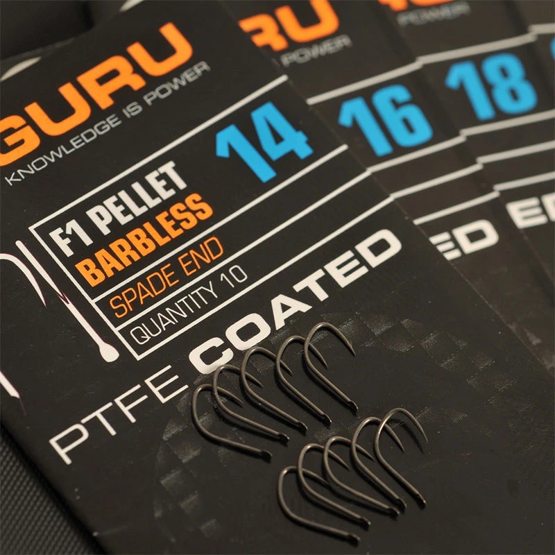 Guru F1 Pellet Barbless Spade End Hooks