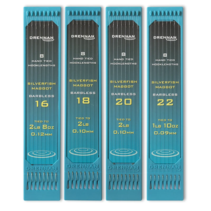 Drennan Barbless Silverfish Maggot Hooklength Plate 6inch