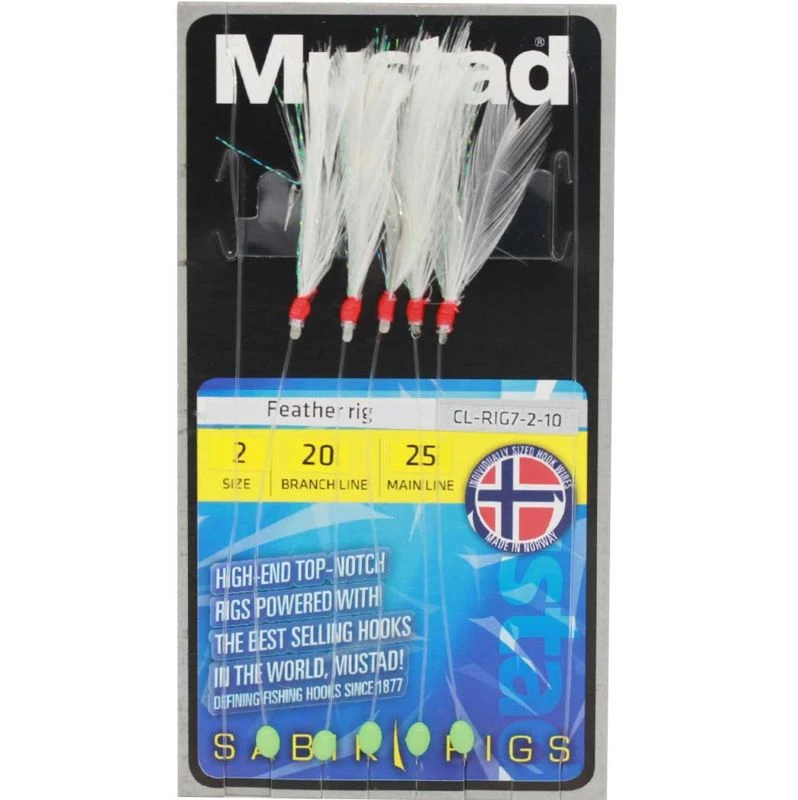 Mustad 5 Hook White Feather Rigs