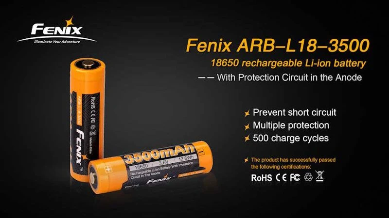 Fenix ARB-L18-3500 18650 Rechargeable Li-ion Battery 3500mAh 3.6v