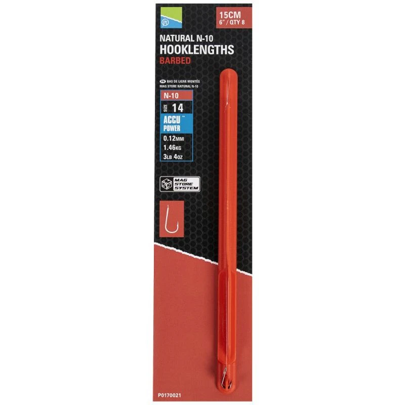 Preston Innovations Natural N-10 Barbed Hooklengths 6inch