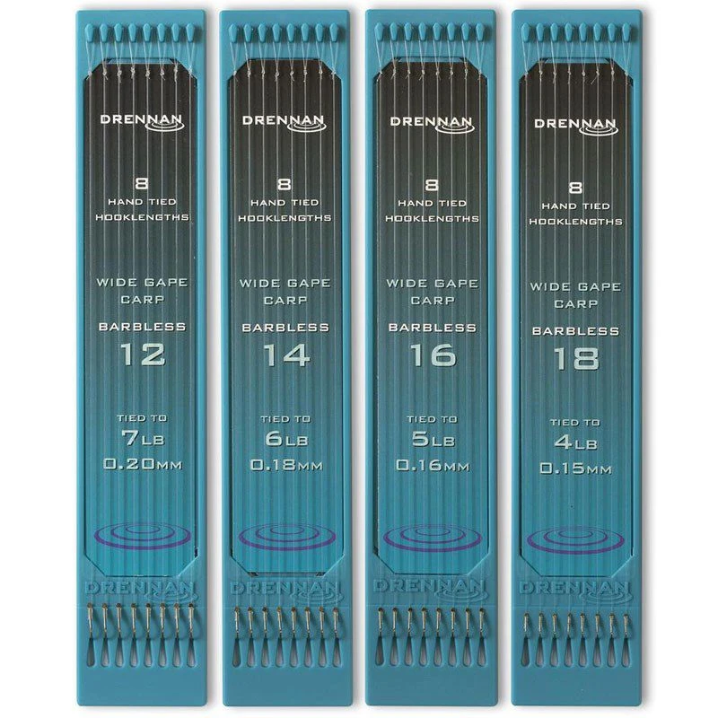 Drennan Barbless Wide Gape Carp Hooklength Plate 6inch