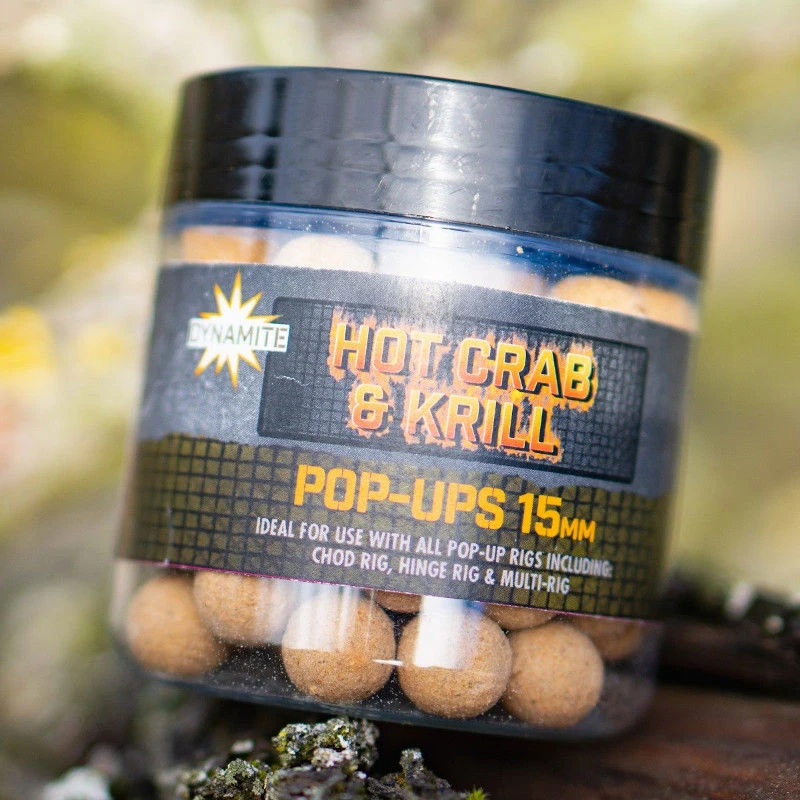 Dynamite Baits Hot Crab & Krill Food Bait Pop Ups 15mm