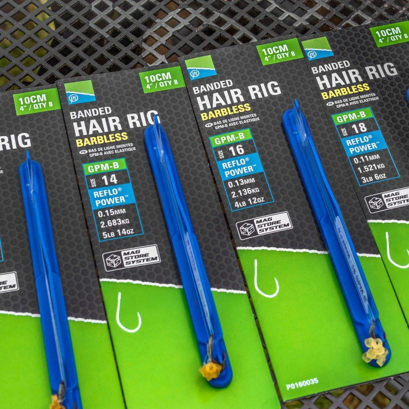Preston Innovations GPM-B Barbless Banded Hair Rigs 4inch